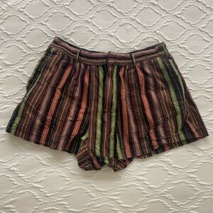 Free People - 100% Cotton Colorful Striped Mid Rise Shorts - Size S